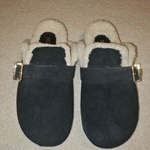 Michael Kors blue suede mules